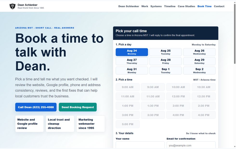 Dean Booking Request System screenshot