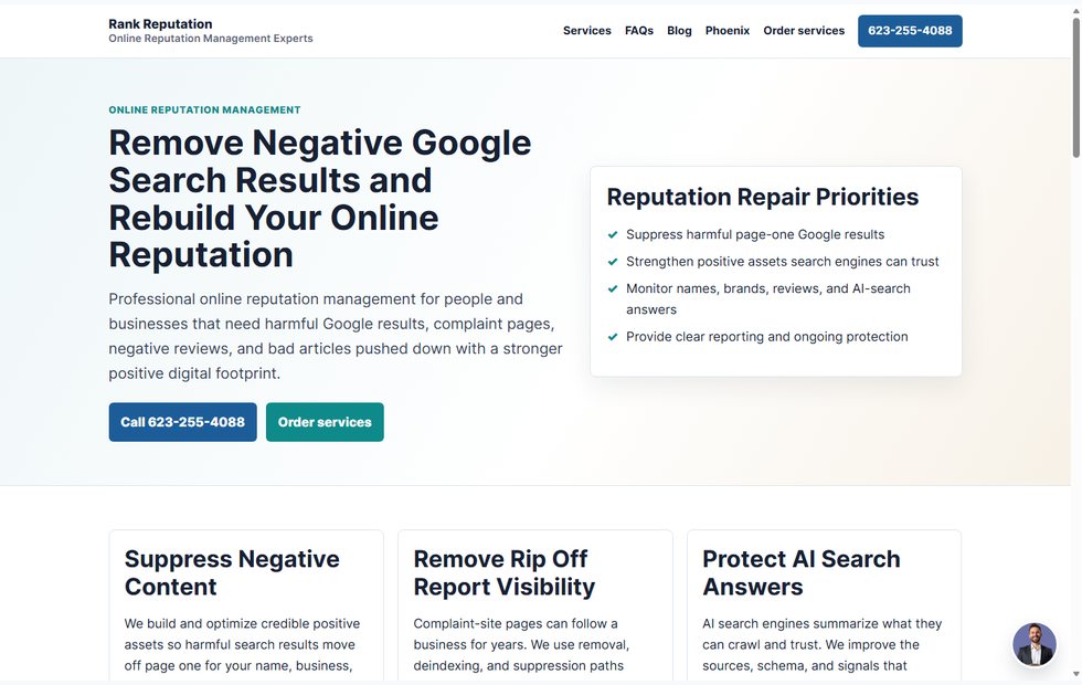 Rank Reputation Trust Site screenshot